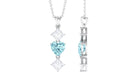 1.75 CT Heart Shape Aquamarine Drop Pendant with Moissanite Aquamarine - ( AAA ) - Quality - Rosec Jewels