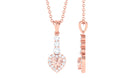 Real Morganite Heart Drop Pendant Necklace with Diamond Morganite - ( AAA ) - Quality - Rosec Jewels