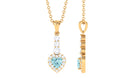 Heart Shape Aquamarine Drop Pendant with Diamond Aquamarine - ( AAA ) - Quality - Rosec Jewels