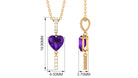 Heart Shape Amethyst and Diamond Bar Dangle Pendant Amethyst - ( AAA ) - Quality - Rosec Jewels