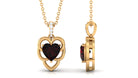 Heart Shape Garnet Pendant Necklace with Diamond Garnet - ( AAA ) - Quality - Rosec Jewels