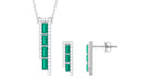 1.75 CT Baguette Cut Emerald Designer Bar Jewelry Set with Diamond Emerald - ( AAA ) - Quality - Rosec Jewels