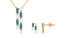 London Blue Topaz Dangle Jewelry Set with Diamond London Blue Topaz - ( AAA ) - Quality - Rosec Jewels