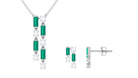 Emerald and Diamond Dangle Jewelry Set Emerald - ( AAA ) - Quality - Rosec Jewels