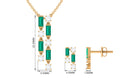 Emerald and Diamond Dangle Jewelry Set Emerald - ( AAA ) - Quality - Rosec Jewels