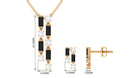 Created Black Diamond and Diamond Dangle Jewelry Set Lab Created Black Diamond - ( AAAA ) - Quality - Rosec Jewels