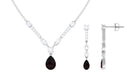 Pear Shape Garnet and Moissanite Drop Jewelry Set Garnet - ( AAA ) - Quality - Rosec Jewels