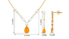 Fire Opal and Moissanite Drop Necklace Earrings Set Fire Opal - ( AAA ) - Quality - Rosec Jewels