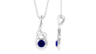 Designer Round Blue Sapphire and Diamond Twisted Drop Pendant Blue Sapphire - ( AAA ) - Quality - Rosec Jewels