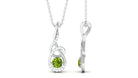 Round Peridot and Diamond Twisted Pendant Necklace Peridot - ( AAA ) - Quality - Rosec Jewels