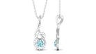 Round Aquamarine and Diamond Twisted Pendant Necklace Aquamarine - ( AAA ) - Quality - Rosec Jewels