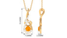 Round Fire Opal and Diamond Twisted Pendant Necklace Fire Opal - ( AAA ) - Quality - Rosec Jewels