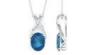 Oval London Blue Topaz Solitaire Pendant with Diamond Twisted Bail London Blue Topaz - ( AAA ) - Quality - Rosec Jewels