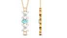 Natural Aquamarine and Diamond Flower Dangle Necklace Aquamarine - ( AAA ) - Quality - Rosec Jewels