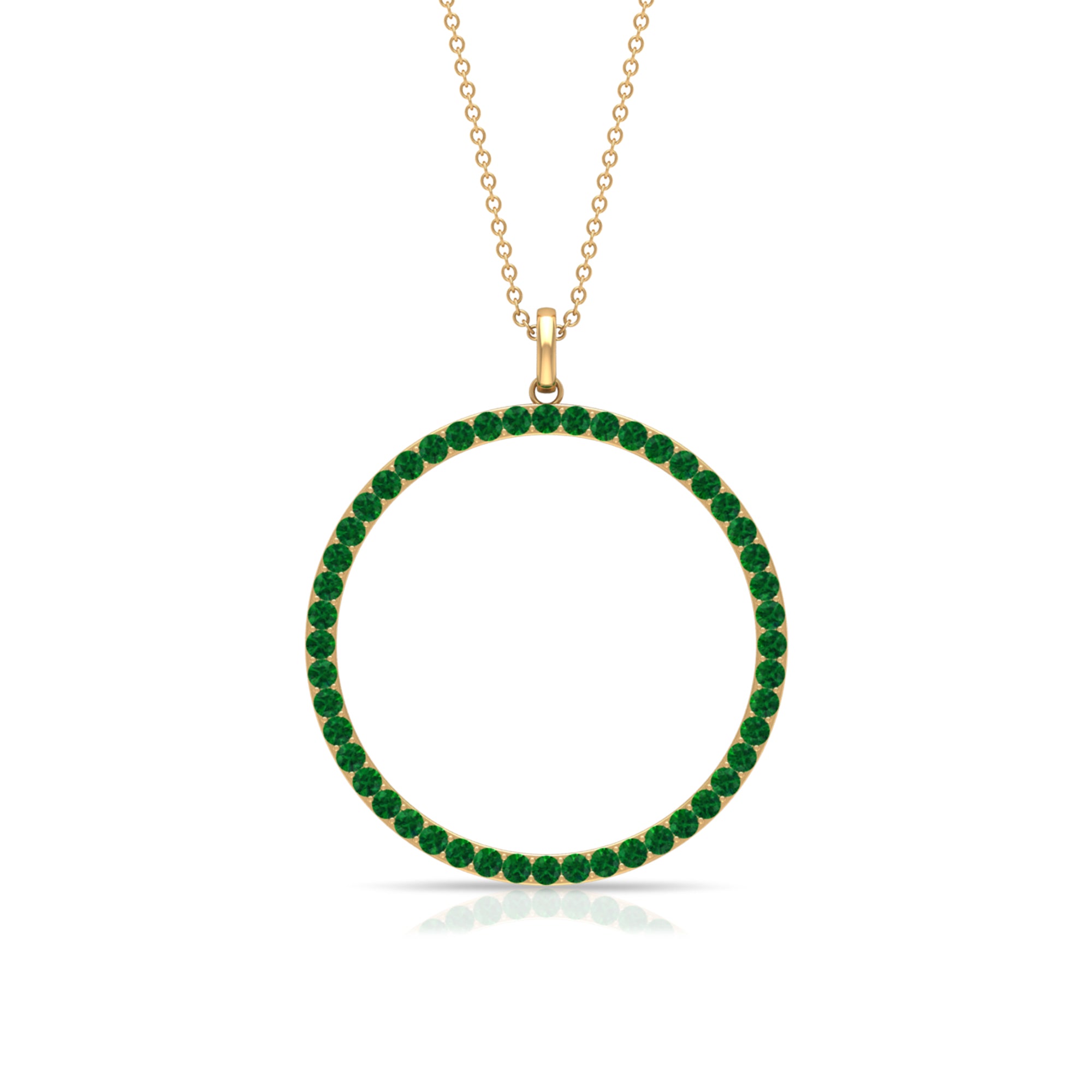 Emerald Eternity Pendant in Pave Setting Emerald - ( AAA ) - Quality - Rosec Jewels