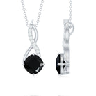 Cushion Cut Created Black Diamond Solitaire Infinity Pendant with Diamond Lab Created Black Diamond - ( AAAA ) - Quality - Rosec Jewels