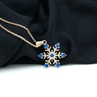 Created Blue Sapphire Simple Snowflake Pendant Lab Created Blue Sapphire - ( AAAA ) - Quality - Rosec Jewels