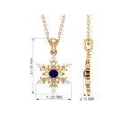 Created Blue Sapphire Designer Snowflake Pendant with Diamond Lab Created Blue Sapphire - ( AAAA ) - Quality - Rosec Jewels