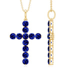 3.75 CT Created Blue Sapphire Cross Pendant Necklace in Gold Lab Created Blue Sapphire - ( AAAA ) - Quality - Rosec Jewels