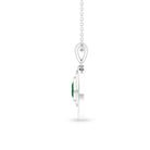 Minimal Emerald Teardrop Pendant with Diamond Halo Emerald - ( AAA ) - Quality - Rosec Jewels