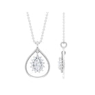 Pear Shape Moissanite Teardrop Pendant Necklace Moissanite - ( D-VS1 ) - Color and Clarity - Rosec Jewels