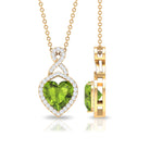 8 MM Heart Shape Peridot Infinity Pendant with Moissanite Accent Peridot - ( AAA ) - Quality - Rosec Jewels