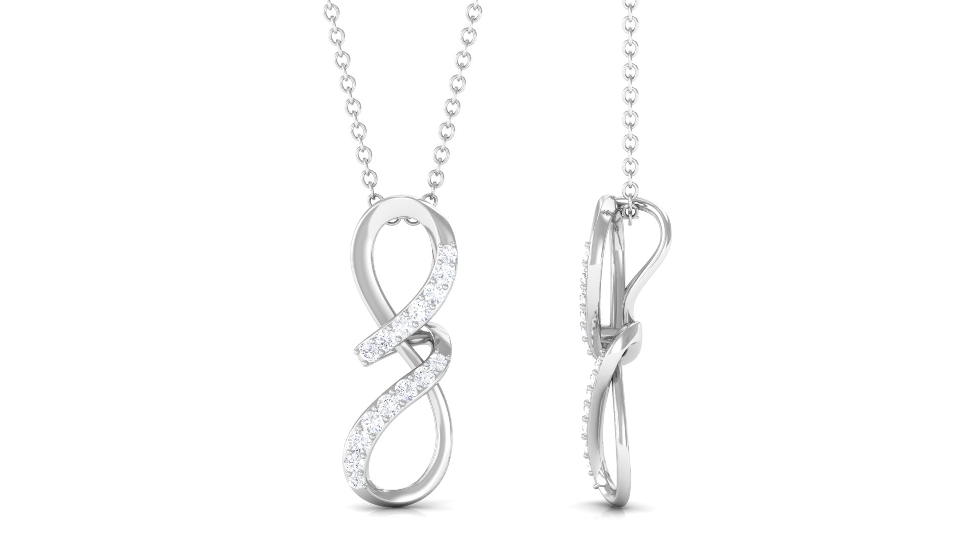 Two Tone Diamond Infinity Twisted Pendant Diamond - ( HI-SI ) - Color and Clarity - Rosec Jewels