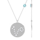 Aquamarine Pisces Constellation Disc Pendant with Diamond Aquamarine - ( AAA ) - Quality - Rosec Jewels