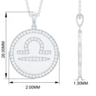 Simple Moissanite and Disc Libra Zodiac Pendant Moissanite - ( D-VS1 ) - Color and Clarity - Rosec Jewels