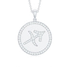 Moissanite Disc Sagittarius Zodiac Sign Pendant Necklace Moissanite - ( D-VS1 ) - Color and Clarity - Rosec Jewels