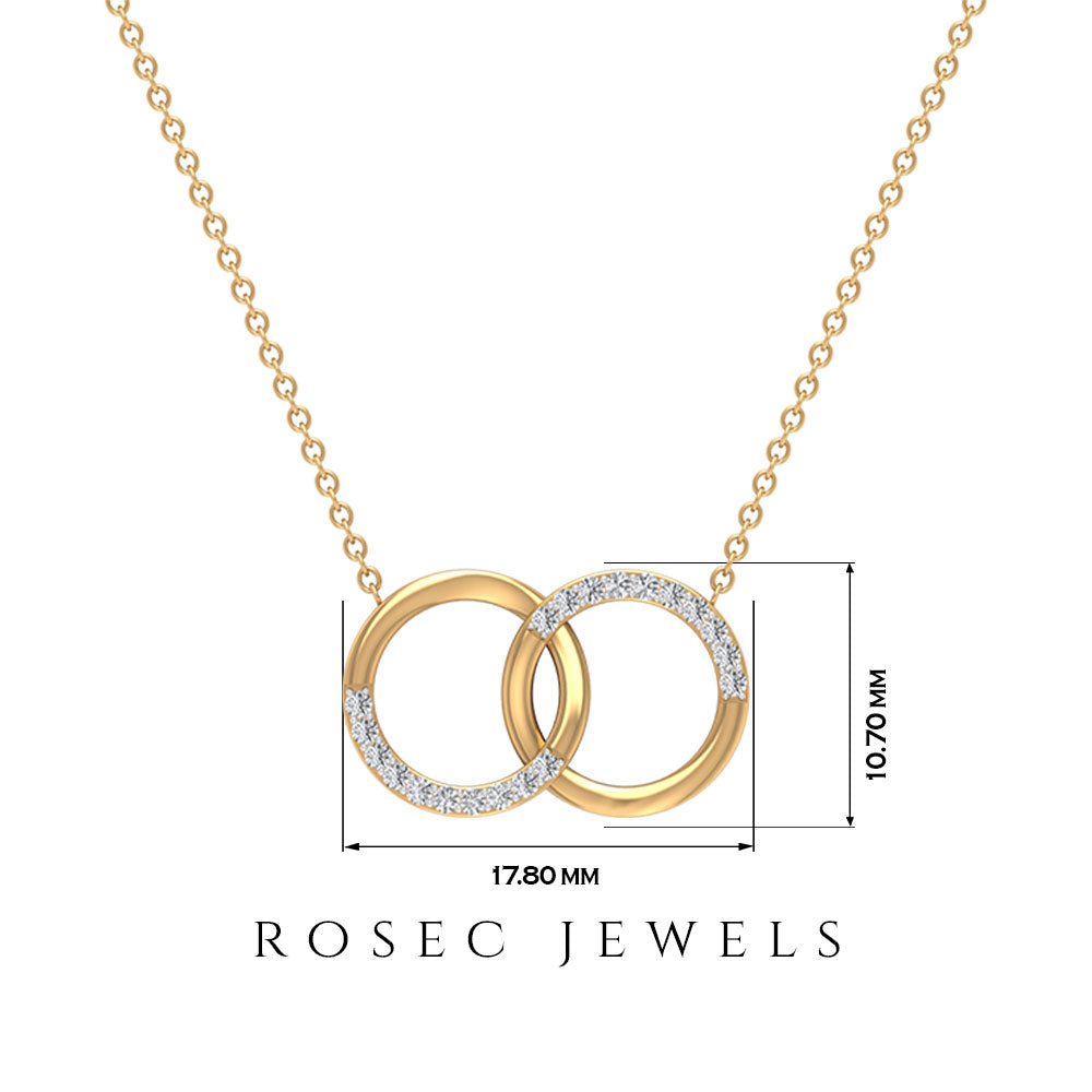 Open Circle Interlock Pendant Necklace with Diamond Diamond - ( HI-SI ) - Color and Clarity - Rosec Jewels