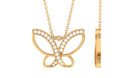 0.25 CT Butterfly Pendant Necklace with Diamond Diamond - ( HI-SI ) - Color and Clarity - Rosec Jewels