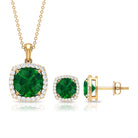 Created Emerald and Moissanite Simple Jewelry Set Lab Created Emerald - ( AAAA ) - Quality - Rosec Jewels