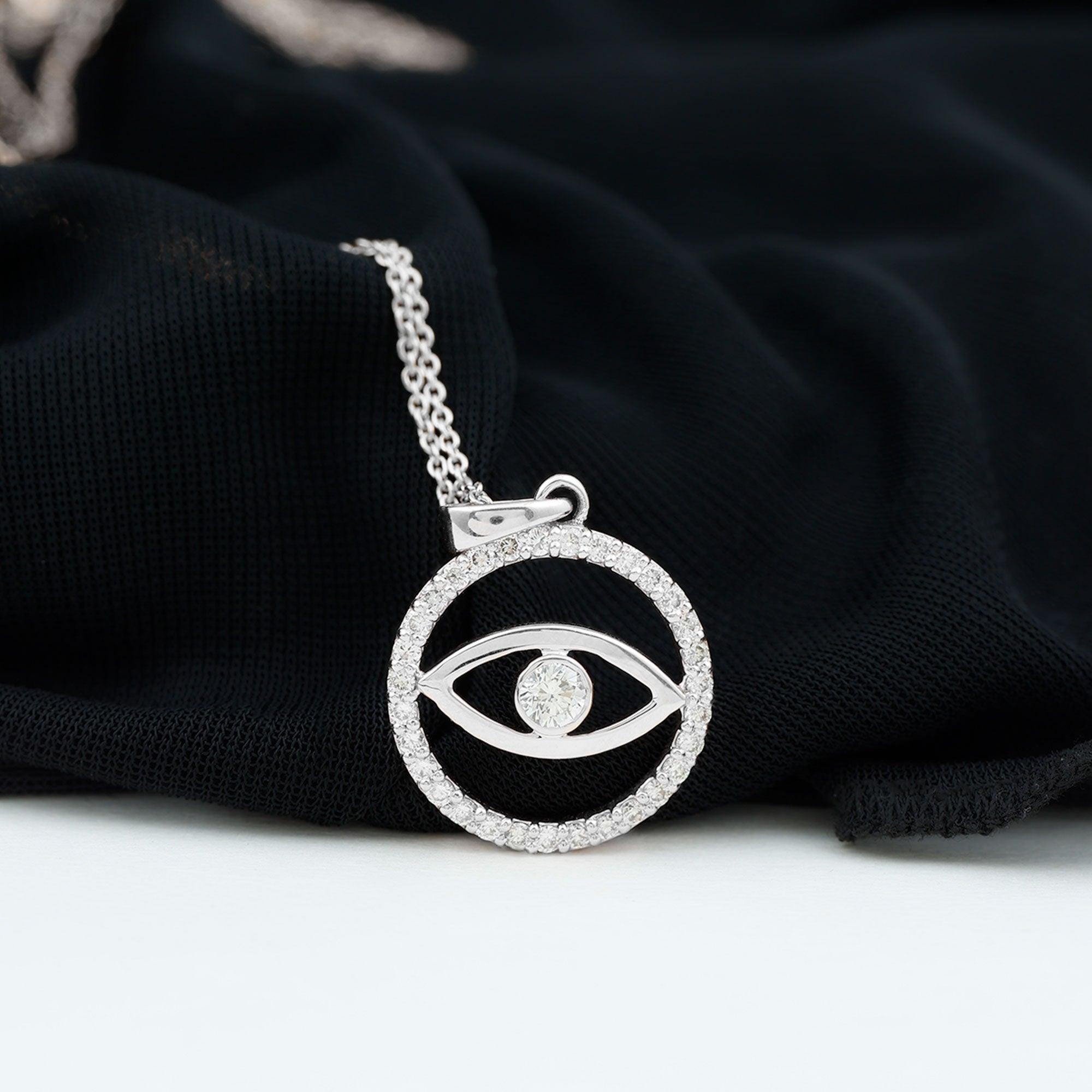 1 CT Moissanite Evil Eye and Eternity Pendant in Bezel Setting Moissanite - ( D-VS1 ) - Color and Clarity - Rosec Jewels