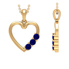 1/2 CT Simple Blue Sapphire and Gold Heart Pendant Blue Sapphire - ( AAA ) - Quality - Rosec Jewels