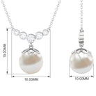 Round Freshwater Pearl Designer Necklace with Bezel Set Diamond Freshwater Pearl - ( AAA ) - Quality - Rosec Jewels