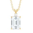 Emerald Cut Moissanite Solitaire Pendant Necklace Moissanite - ( D-VS1 ) - Color and Clarity - Rosec Jewels