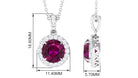 Rhodolite Garnet Pendant Necklace with Diamond Halo Rhodolite - ( AAA ) - Quality - Rosec Jewels