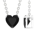 Heart Shape Black Onyx Solitaire Pendant Necklace Black Onyx - ( AAA ) - Quality - Rosec Jewels