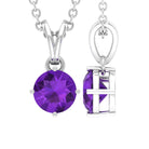 1/2 CT Round Amethyst Solitaire Pendant with Rabbit Ear Bail Amethyst - ( AAA ) - Quality - Rosec Jewels