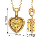 Heart Shape Citrine Solitaire Pendant with Rope Frame Citrine - ( AAA ) - Quality - Rosec Jewels