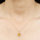 Heart Shape Citrine Solitaire Pendant with Rope Frame Citrine - ( AAA ) - Quality - Rosec Jewels