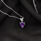 8 MM Heart Shape Amethyst Pendant in 3 Prong Setting with Decorative Bail Amethyst - ( AAA ) - Quality - Rosec Jewels