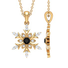 1/2 CT Black Diamond and Diamond Snowflake Pendant Necklace Black Diamond - ( AAA ) - Quality - Rosec Jewels