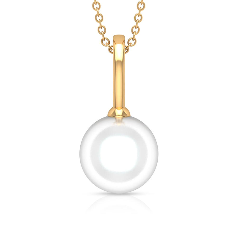 Bead Set Round Freshwater Pearl Solitaire Pendant Freshwater Pearl - ( AAA ) - Quality - Rosec Jewels