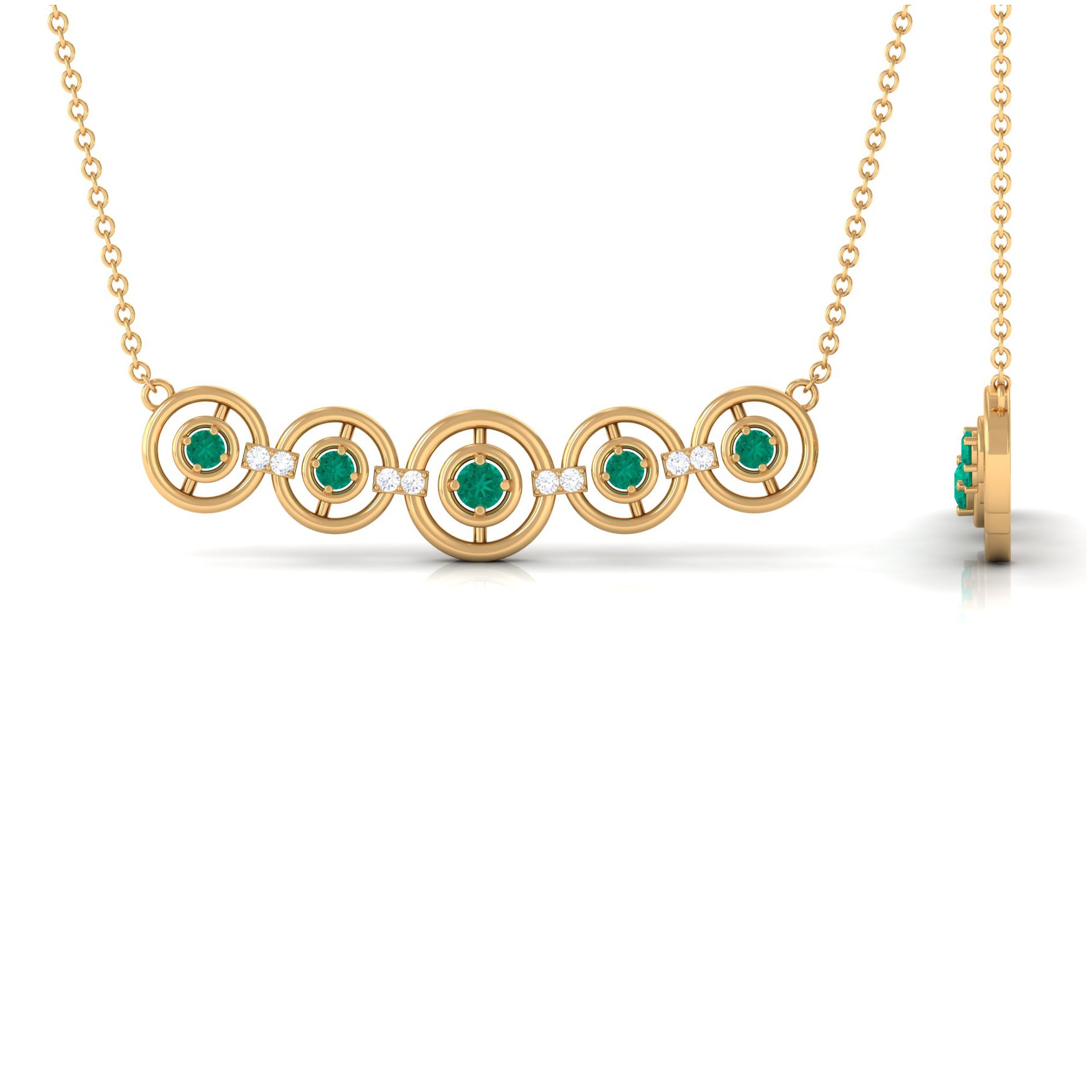 1/2 CT Emerald and Diamond Contemporary Necklace Emerald - ( AAA ) - Quality - Rosec Jewels