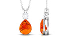 Created Orange Sapphire Teardrop Pendant Necklace with Moissanite Lab Created Orange Sapphire - ( AAAA ) - Quality - Rosec Jewels