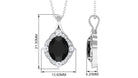 Vintage Style Created Black Diamond Halo Pendant Necklace Lab Created Black Diamond - ( AAAA ) - Quality - Rosec Jewels