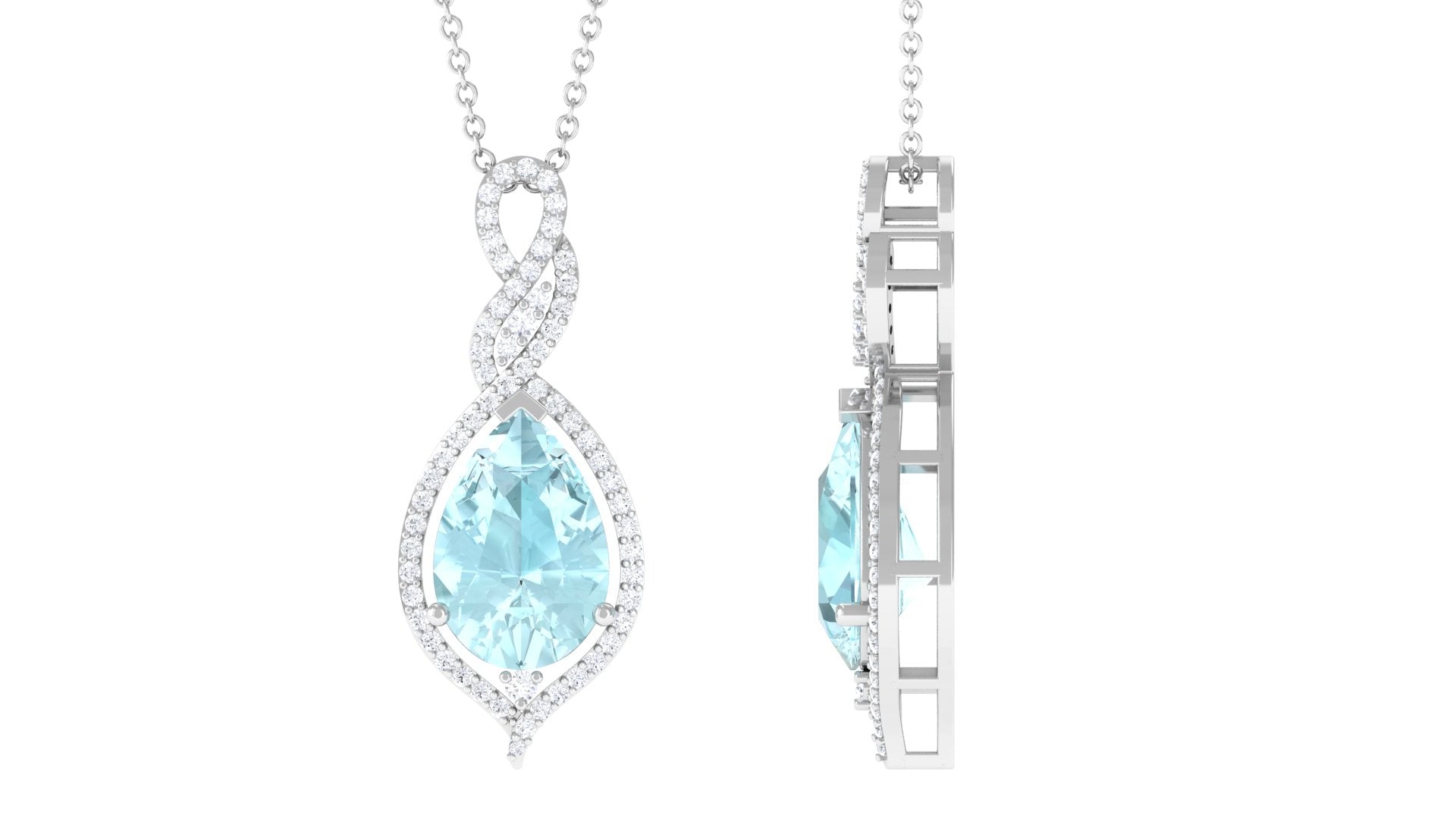 Sky Blue Topaz and Moissanite Teardrop Dangle Pendant Sky Blue Topaz - ( AAA ) - Quality - Rosec Jewels