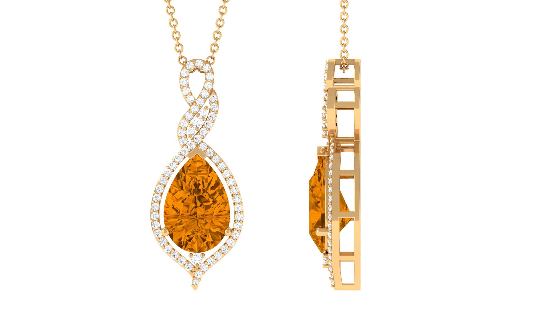 Pear Cut Citrine and Moissanite Teardrop Pendant Citrine - ( AAA ) - Quality - Rosec Jewels